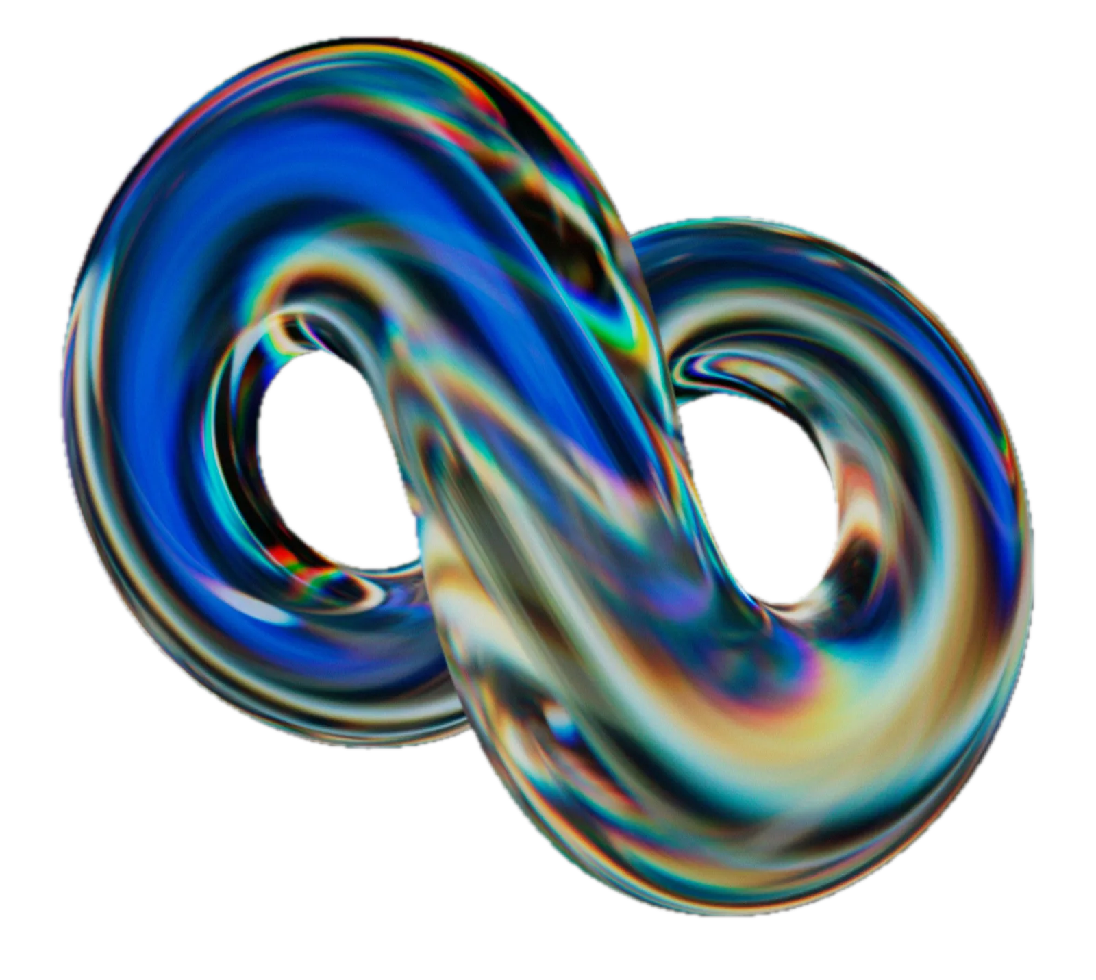 Iridescent glass infinity loop sculpture